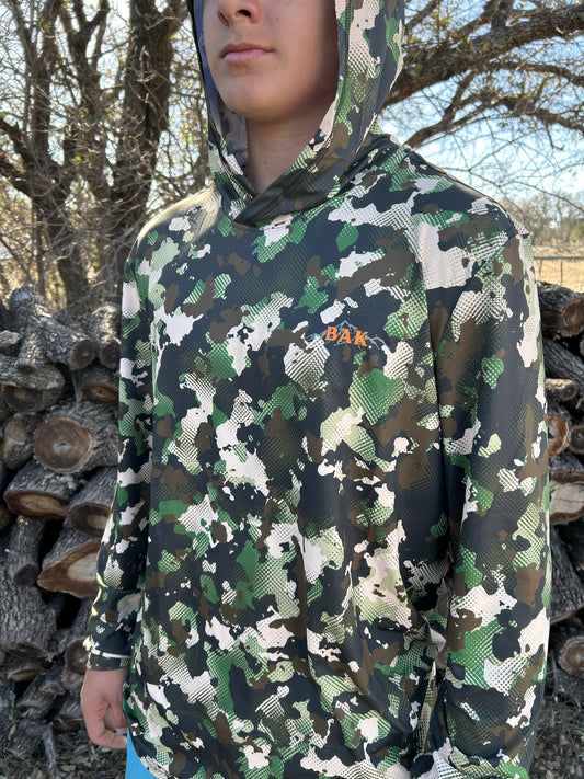 Hooded Long Sleeve Fishing Shirt - West Texas Mesquite